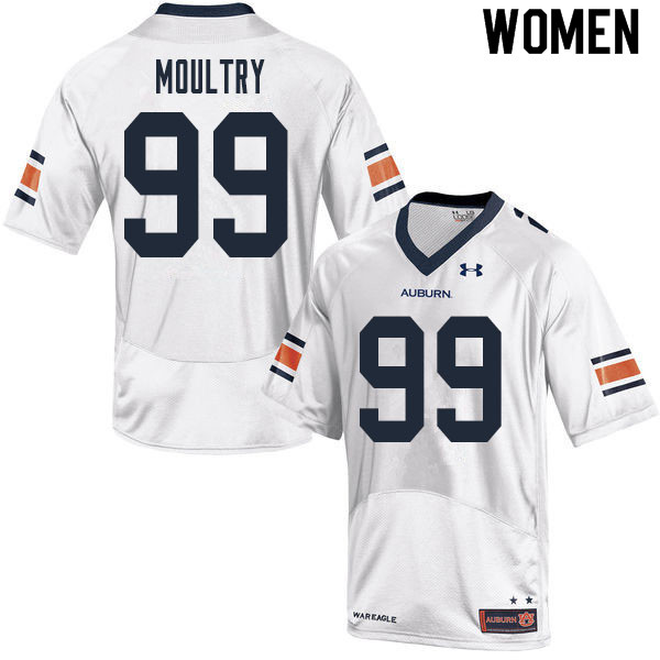 Women #99 T.D. Moultry Auburn Tigers College Football Jerseys Sale-White
